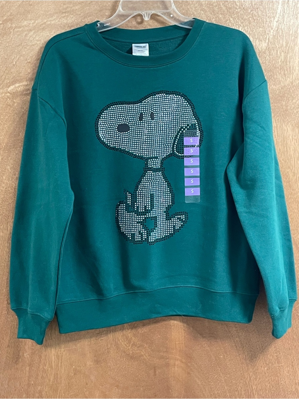 Rhinestone Snoopy Sweatshirt in Dark Green